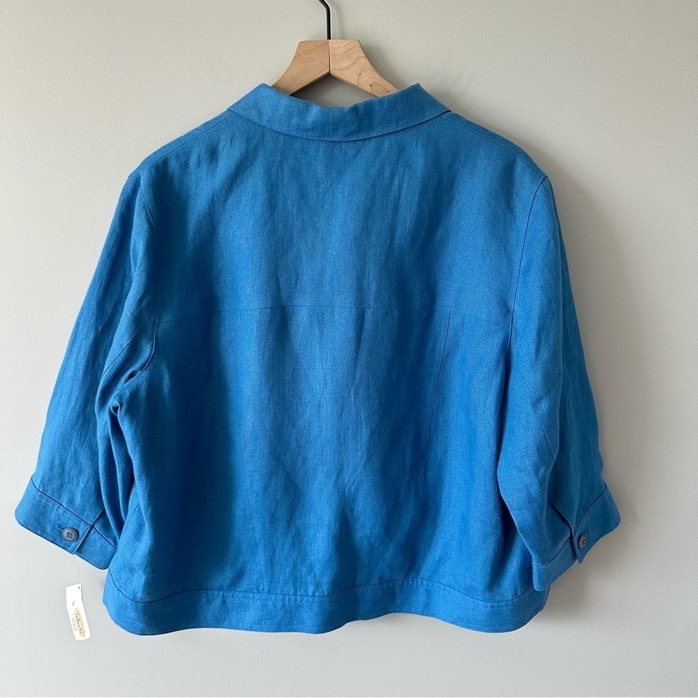 Talbots NWT Vintage Deadstock Blazer Jacket 100% Irish Linen Blue Lined 16W - Picture 4 of 12